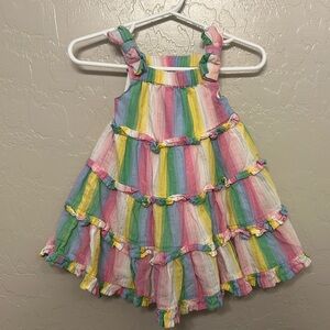 Rare Editions Multicolor Striped Kids Dress With Bloomers
